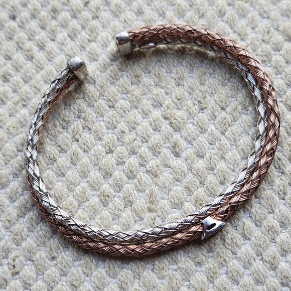 Dyadema Jewelry - Dyadema Designer 925 Sterling Silver Copper Braided Cuff Bracelet Made in Italy